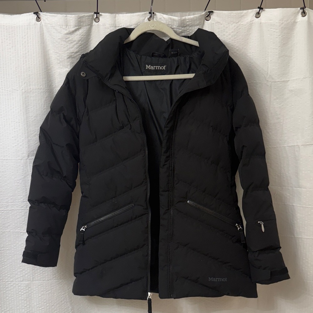 Marmot Women's Black Quilted Hooded Puffer Coat